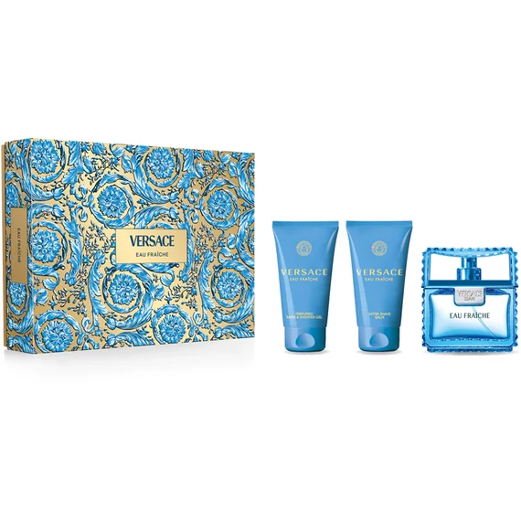 Versace Eau Fraîche Férfi szett 50ml EDT+50 ml fürdőgél+50 ml borotválkozás utáni balzsam